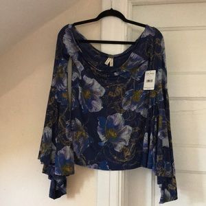 Free People blue off the shoulder blouse
